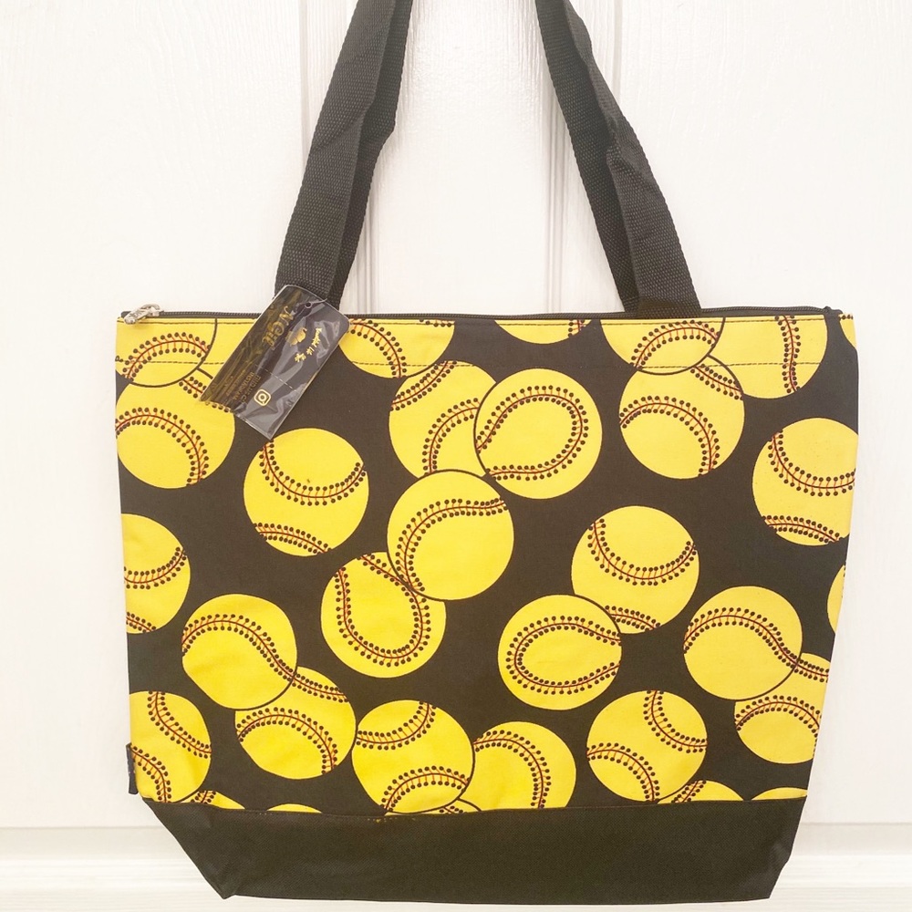 Softball Black Tote Bag
